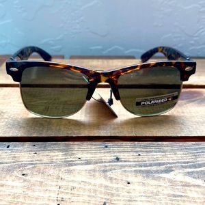 Vintage Style Horn Rimmed Sunglasses Tortoise/Green NWT. Polarized 100% UV